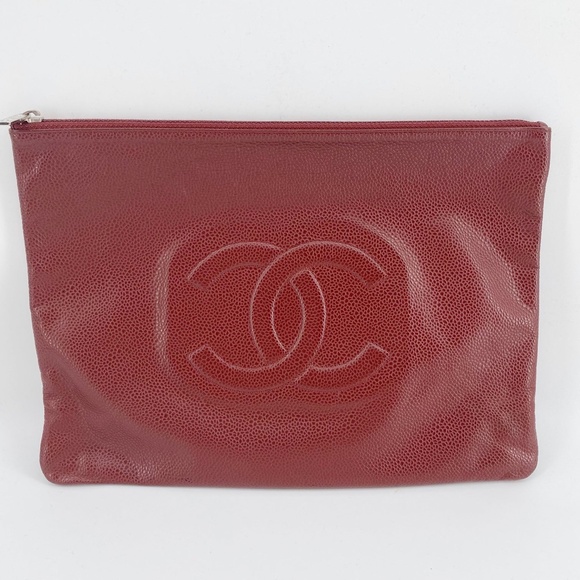 Chanel Red Leather Clutch - Picture 10 of 16